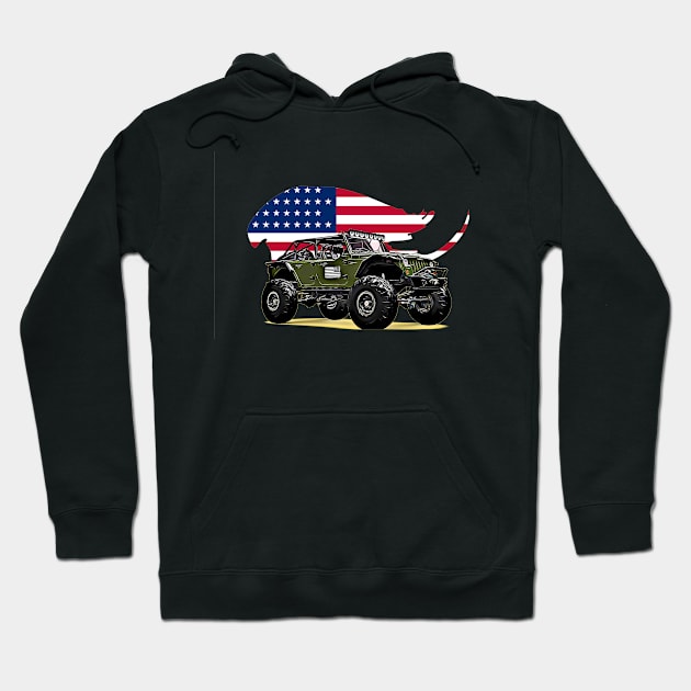 Jeep Offroad USA Print Hoodie by Auto-Prints